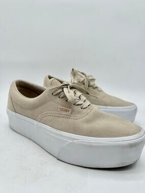 Vans Era Stackform Platform Suede Sneakers Women's 9.5 Beige Cream White
